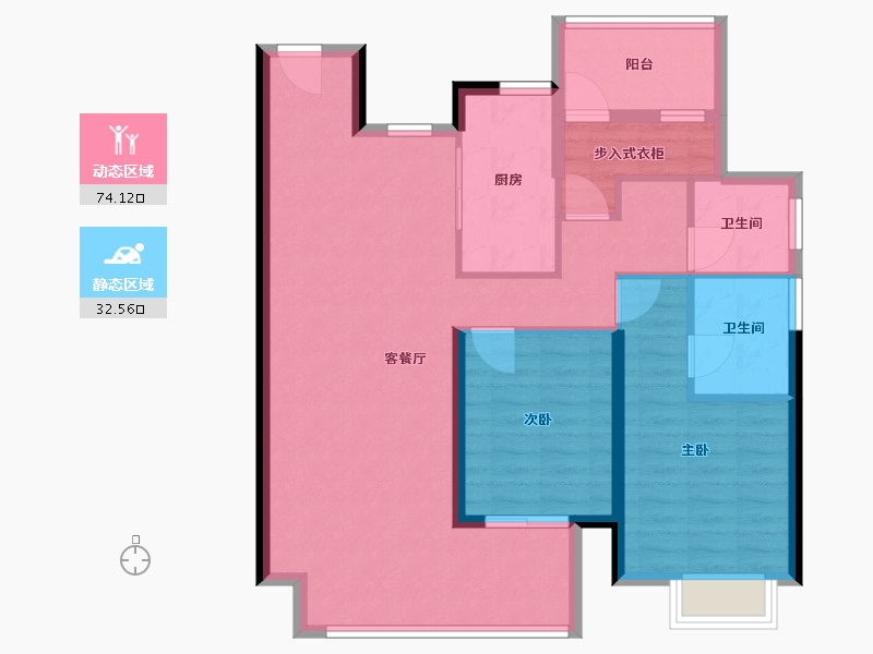 河南省-郑州市-龙湖熙上-96.00-户型库-动静分区