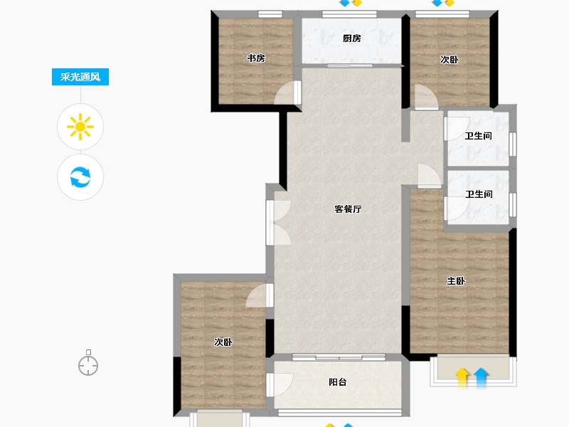 山东省-潍坊市-恒信熙湖名筑-116.80-户型库-采光通风