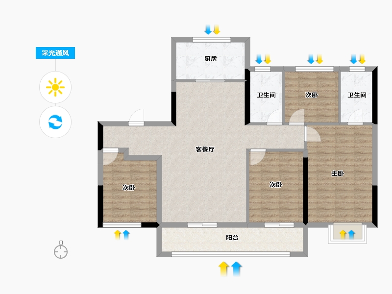 湖南省-长沙市-龙湖·青云阙-106.21-户型库-采光通风