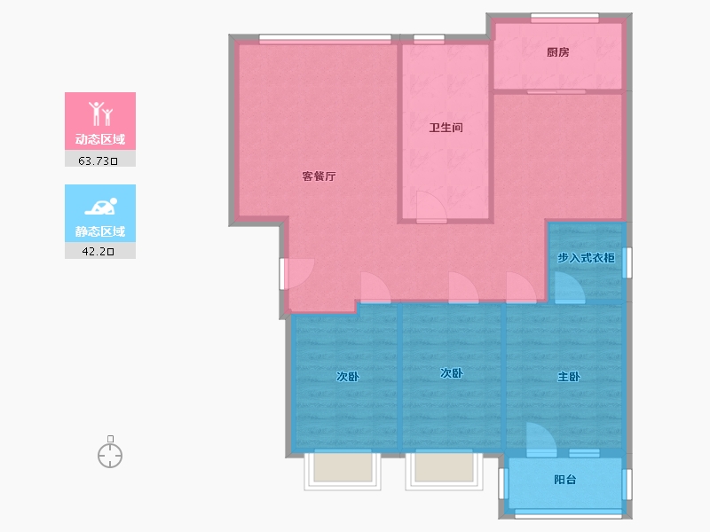 山东省-烟台市-凤凰新城(桐林路)-108.39-户型库-动静分区