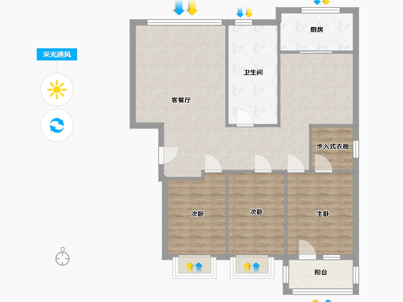 山东省-烟台市-凤凰新城(桐林路)-108.39-户型库-采光通风