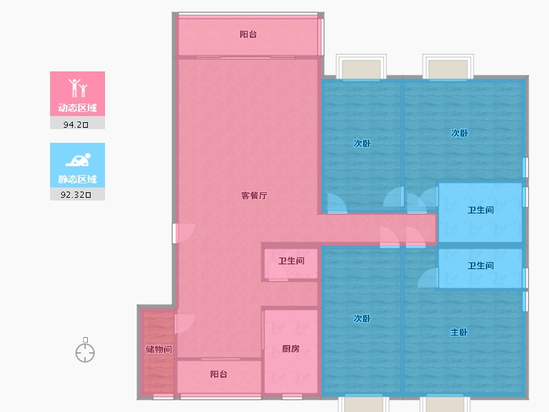 海南省-海口市-星光海岸-137.20-户型库-动静分区