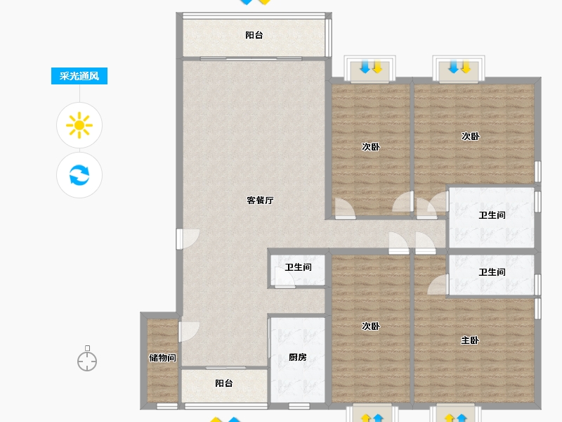 海南省-海口市-星光海岸-137.20-户型库-采光通风