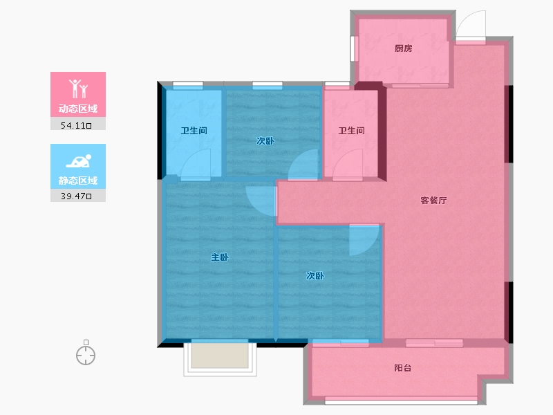 湖北省-襄阳市-津投·奥体华府-85.00-户型库-动静分区