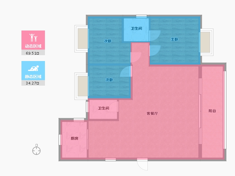 福建省-泉州市-隆恩悦城9号楼1505-100.00-户型库-动静分区