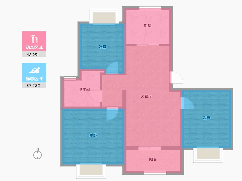 上海-上海市-海玥瀜庭-75.99-户型库-动静分区