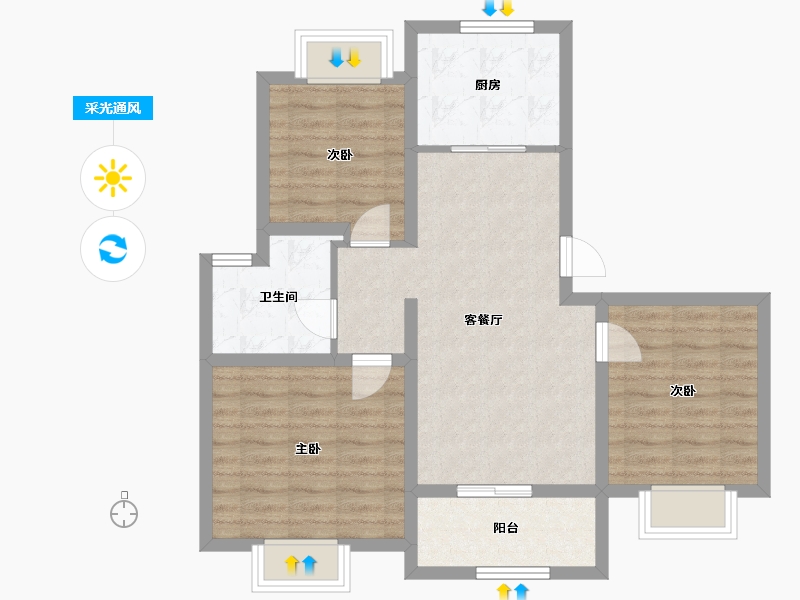 上海-上海市-海玥瀜庭-75.99-户型库-采光通风