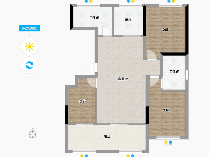 山东省-淄博市-钧骐书苑-96.51-户型库-采光通风