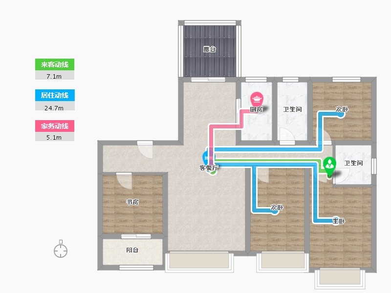 山东省-淄博市-齐新花园-107.00-户型库-动静线