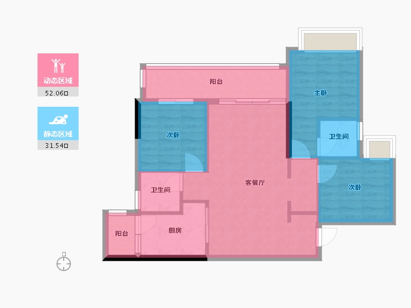 重庆-重庆市-中国铁建元时代-75.03-户型库-动静分区