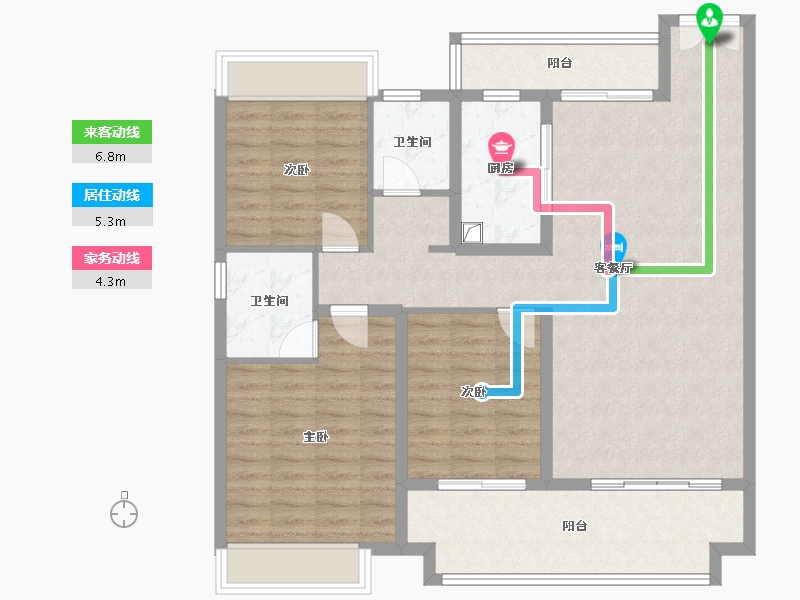 河南省-南阳市-公园里-108.80-户型库-动静线