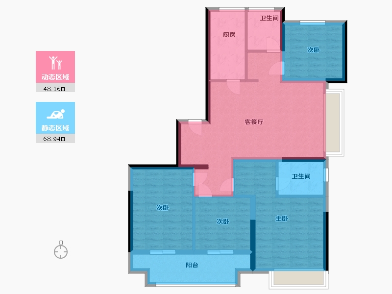 浙江省-温州市-永嘉中梁天宸-104.80-户型库-动静分区