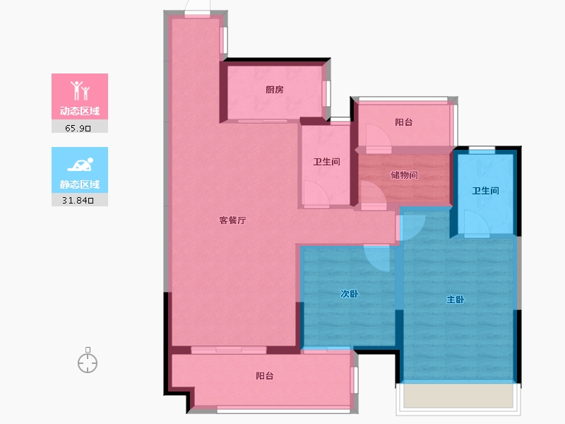 广西壮族自治区-百色市-路桥观江府-90.40-户型库-动静分区