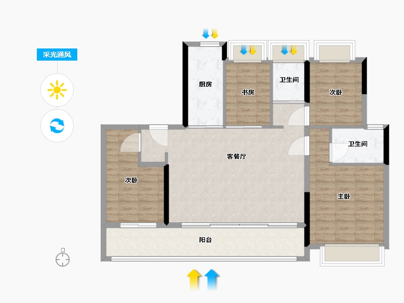 江苏省-苏州市-中建御璟峯-107.20-户型库-采光通风