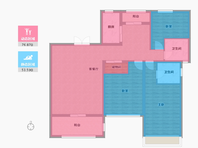 上海-上海市-宏润国际花园-东区-117.64-户型库-动静分区