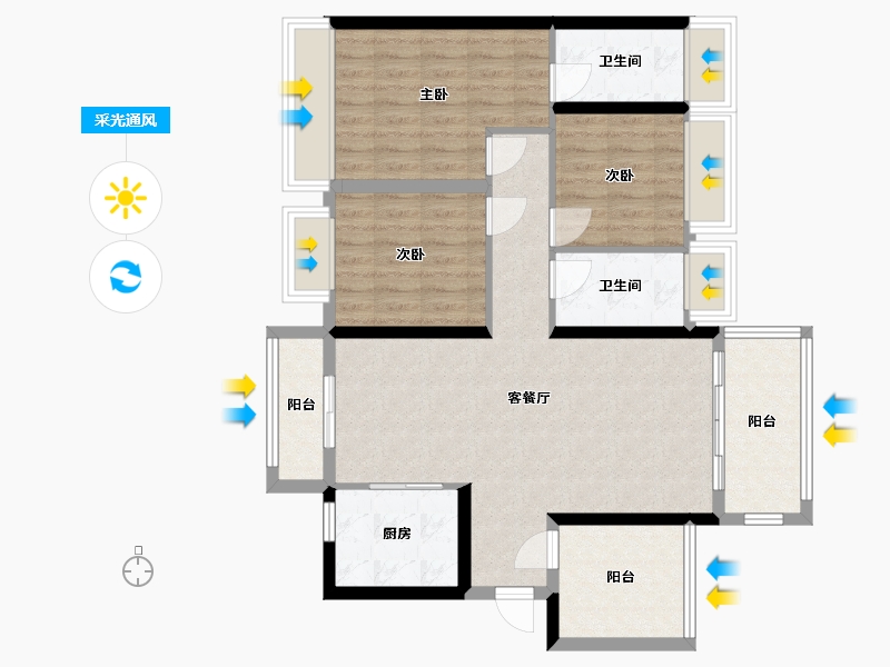 广东省-中山市-锦绣海湾城-91.18-户型库-采光通风