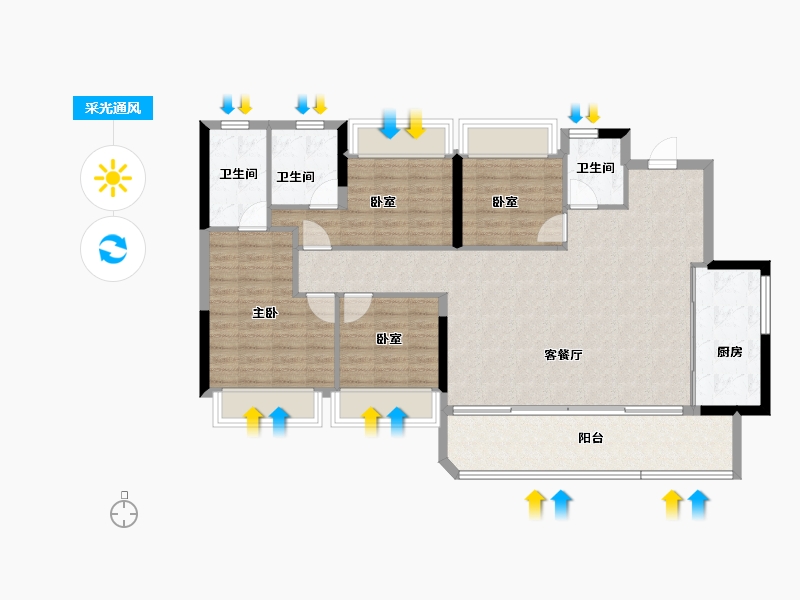 四川省-成都市-招商新川臻境-111.03-户型库-采光通风