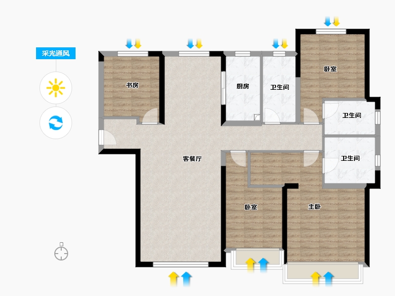 甘肃省-兰州市-保利领秀山-123.76-户型库-采光通风