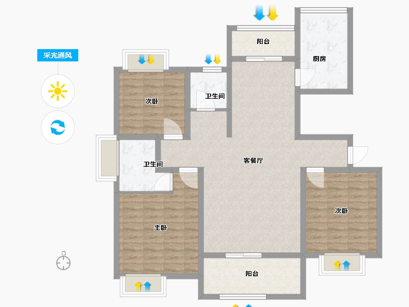 河南省-驻马店市-四季花城-110.01-户型库-采光通风