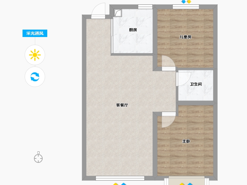 内蒙古自治区-赤峰市-航安金和学苑-65.23-户型库-采光通风