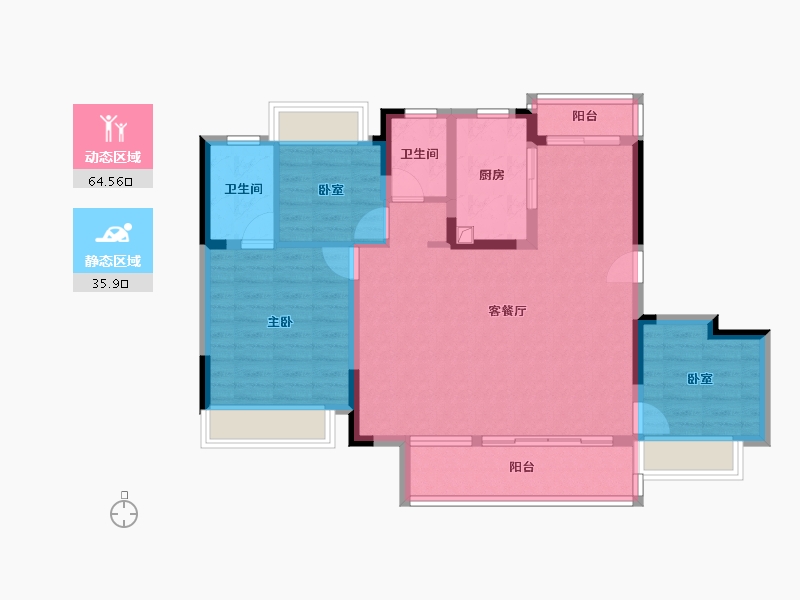 四川省-成都市-空港兴城晨曦府-89.99-户型库-动静分区