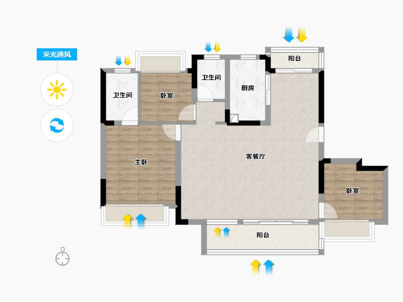 四川省-成都市-空港兴城晨曦府-89.99-户型库-采光通风