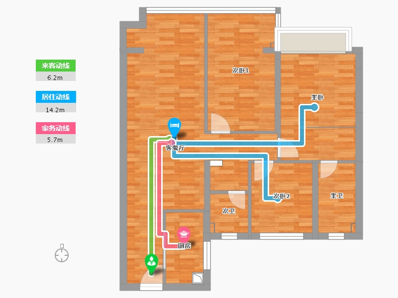 湖南省-长沙市-卓越伊景苑-80.17-户型库-动静线