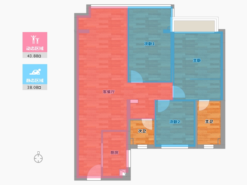 湖南省-长沙市-卓越伊景苑-80.17-户型库-动静分区