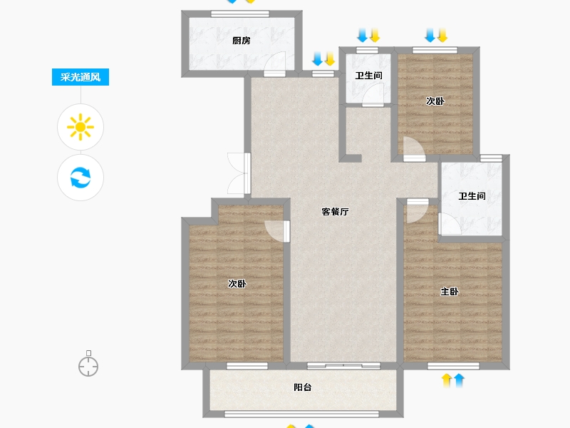 江苏省-盐城市-朗达壹号院-118.40-户型库-采光通风