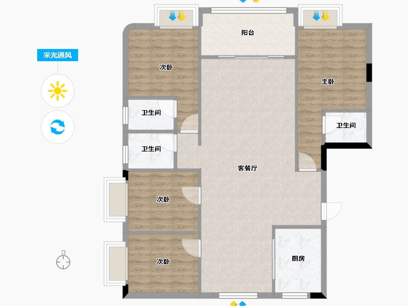 广东省-河源市-致远楼-115.00-户型库-采光通风