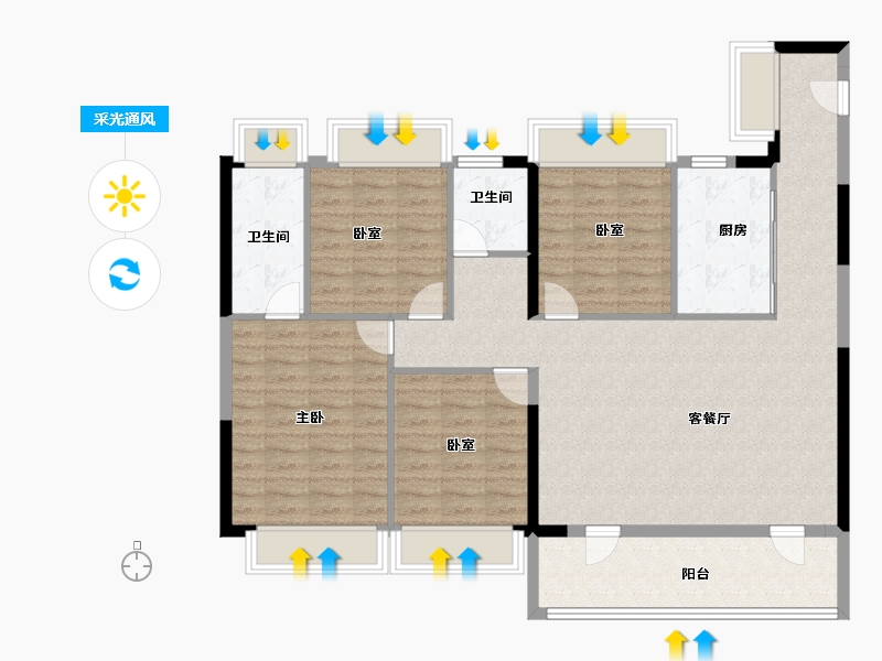 江苏省-南京市-朗诗·玲珑新亭-114.40-户型库-采光通风