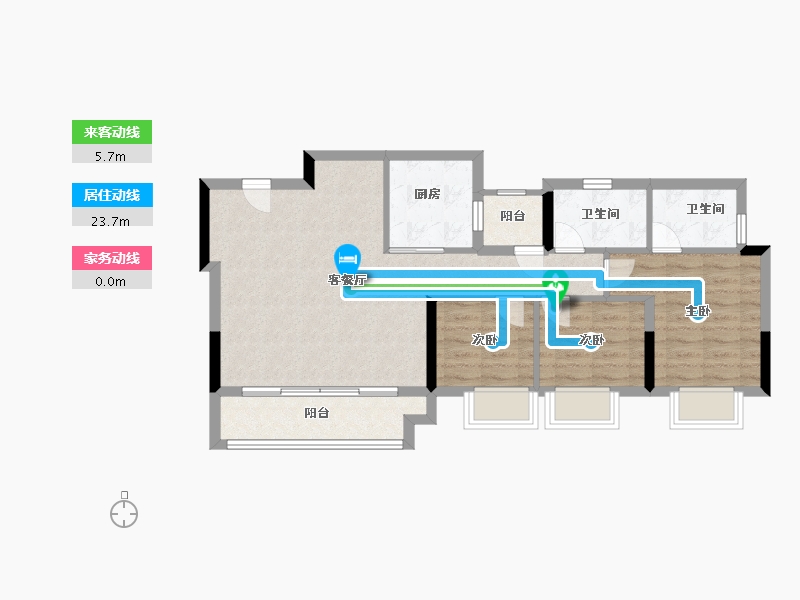 重庆-重庆市-建发书香府-76.00-户型库-动静线