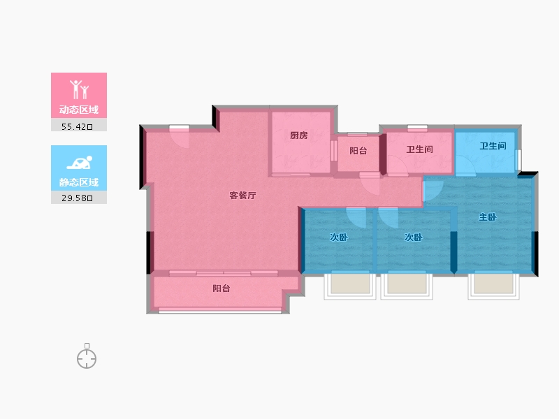 重庆-重庆市-建发书香府-76.00-户型库-动静分区