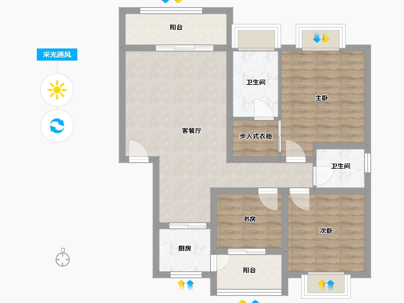 宁夏回族自治区-石嘴山市-众安府佑水香-94.82-户型库-采光通风