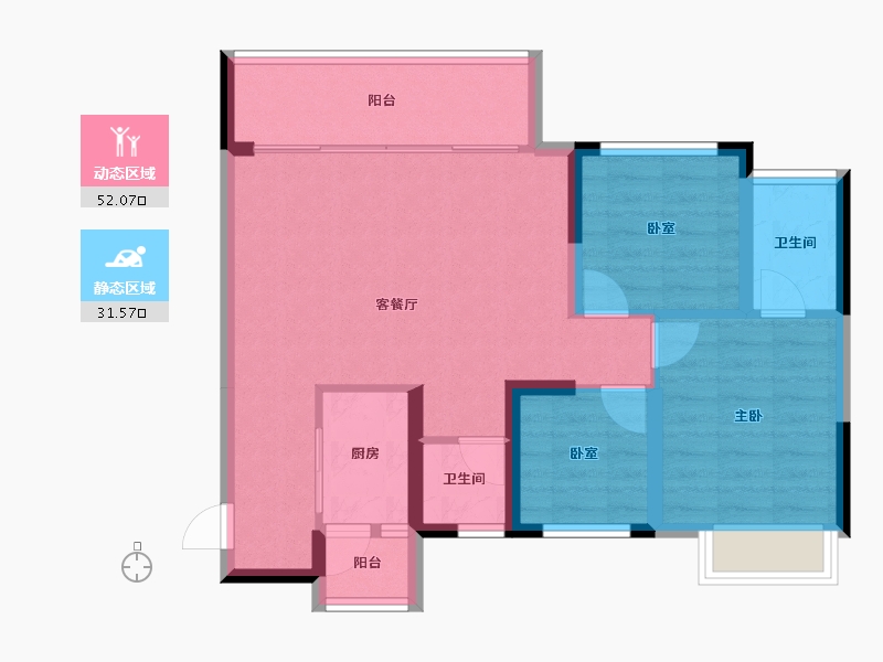 四川省-成都市-凤栖南庭-74.52-户型库-动静分区