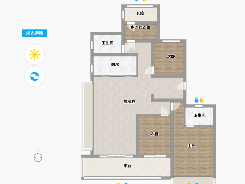 河南省-郑州市-招商·时代天宸-114.40-户型库-采光通风