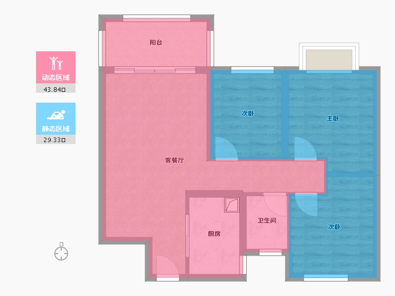 湖南省-长沙市-金鹰玖珑山小区-71.92-户型库-动静分区