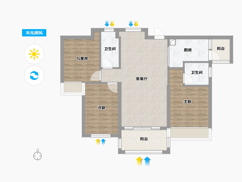 广西壮族自治区-来宾市-碧桂园-84.00-户型库-采光通风