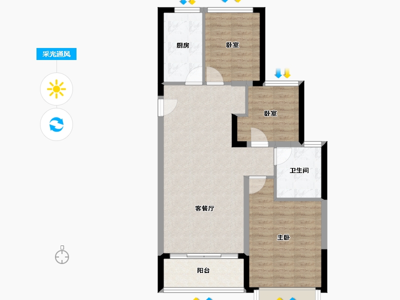 浙江省-嘉兴市-嘉兴御景湾-76.00-户型库-采光通风