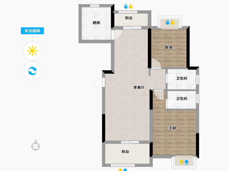 江西省-吉安市-达观洲悦-80.00-户型库-采光通风