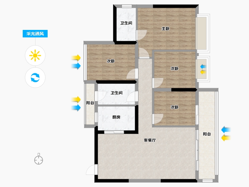 云南省-昆明市-华发书香云海-101.96-户型库-采光通风