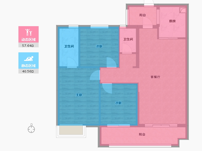 福建省-泉州市-翰墨学苑-94.40-户型库-动静分区