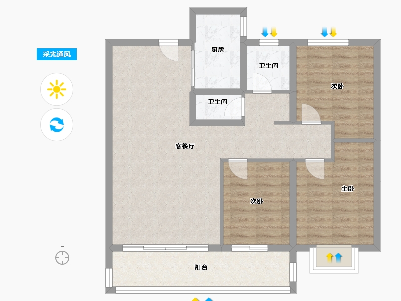 山东省-菏泽市-金府大院-84.00-户型库-采光通风