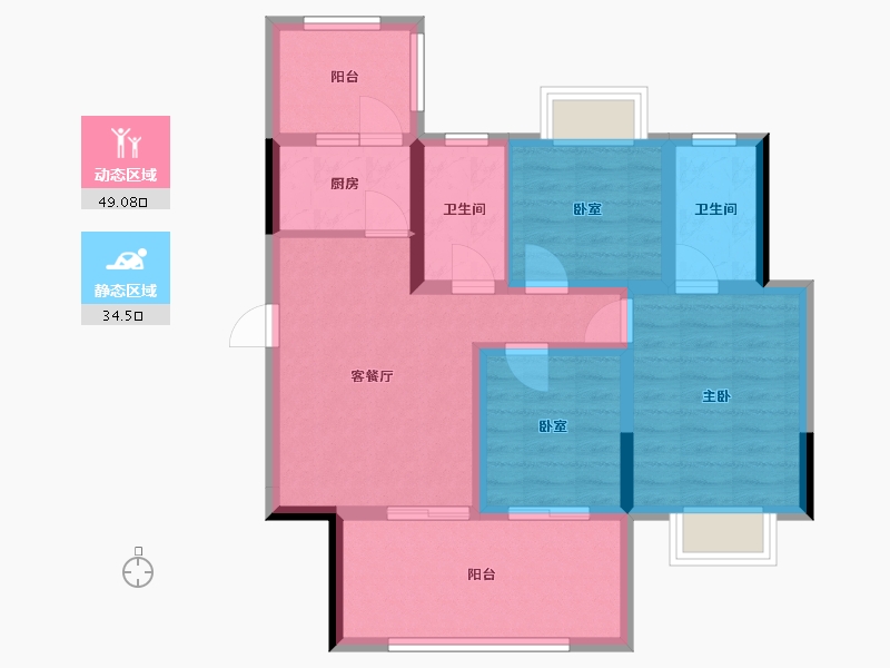 四川省-成都市-怡湖玫瑰苑-79.20-户型库-动静分区