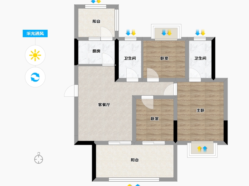 四川省-成都市-怡湖玫瑰苑-79.20-户型库-采光通风