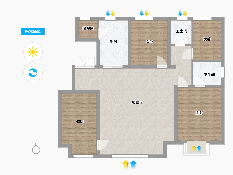 河北省-保定市-竞秀金茂悦-118.00-户型库-采光通风