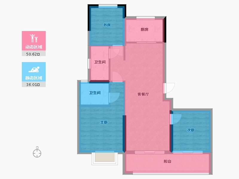 浙江省-宁波市-光映和府-77.63-户型库-动静分区