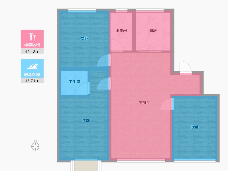 内蒙古自治区-赤峰市-航安金和学苑-76.79-户型库-动静分区