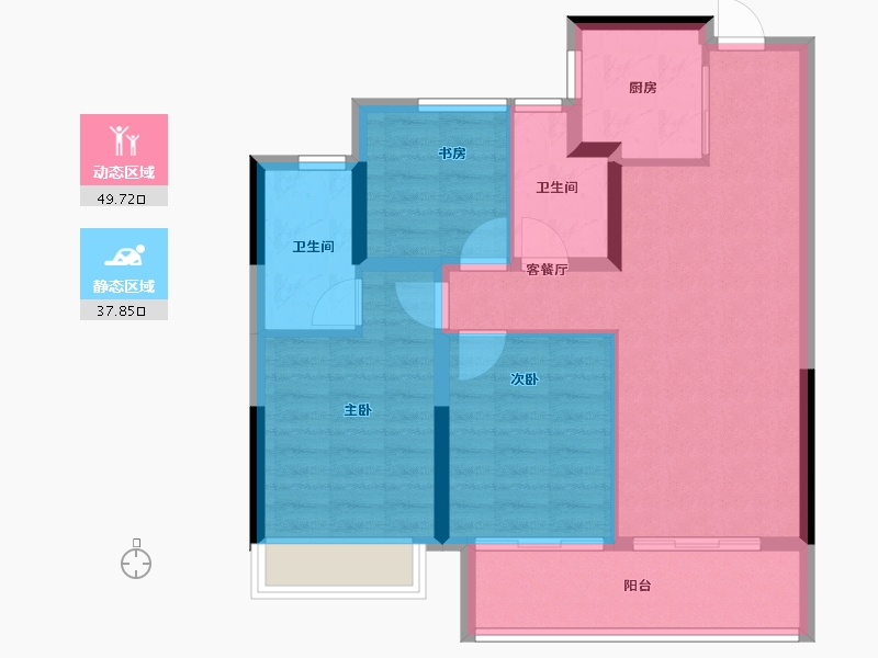 浙江省-杭州市-听荷芳翠府-78.40-户型库-动静分区