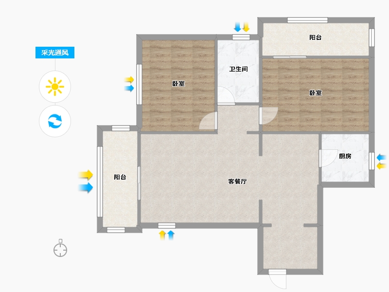 天津-天津市-燕宇花园-90.00-户型库-采光通风